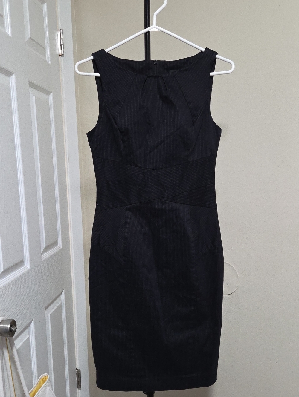 Cue Navy Blue Cotton Blend Sleeveless Dress
